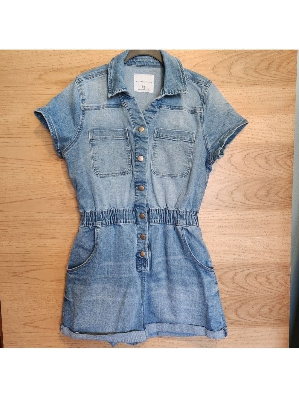 CELEBRITY PINK DENIM SHORTS ROMPER SIZE 11-13 EUC - Picture 4 of 5